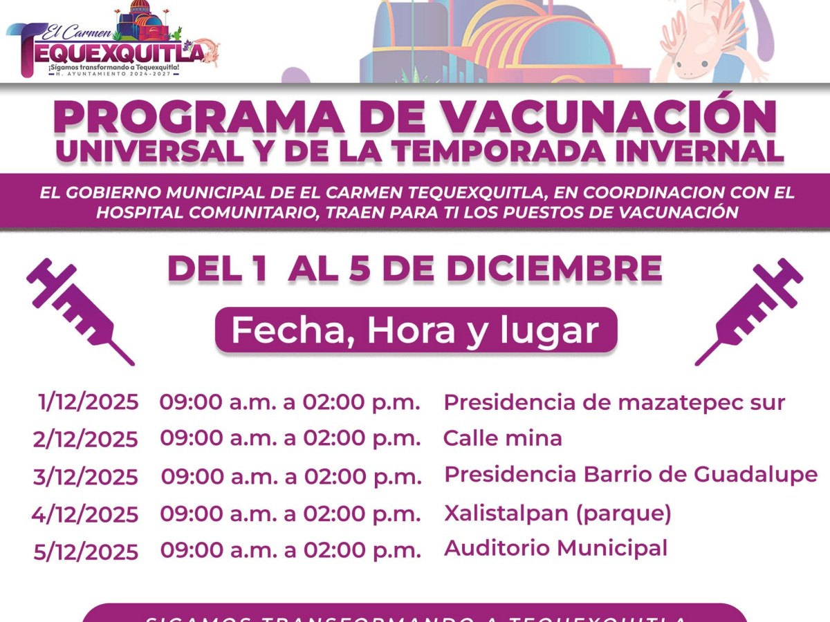 INICIA JORNADA DE VACUNACIÓN EN&nbsp;TEQUEXQUITLA