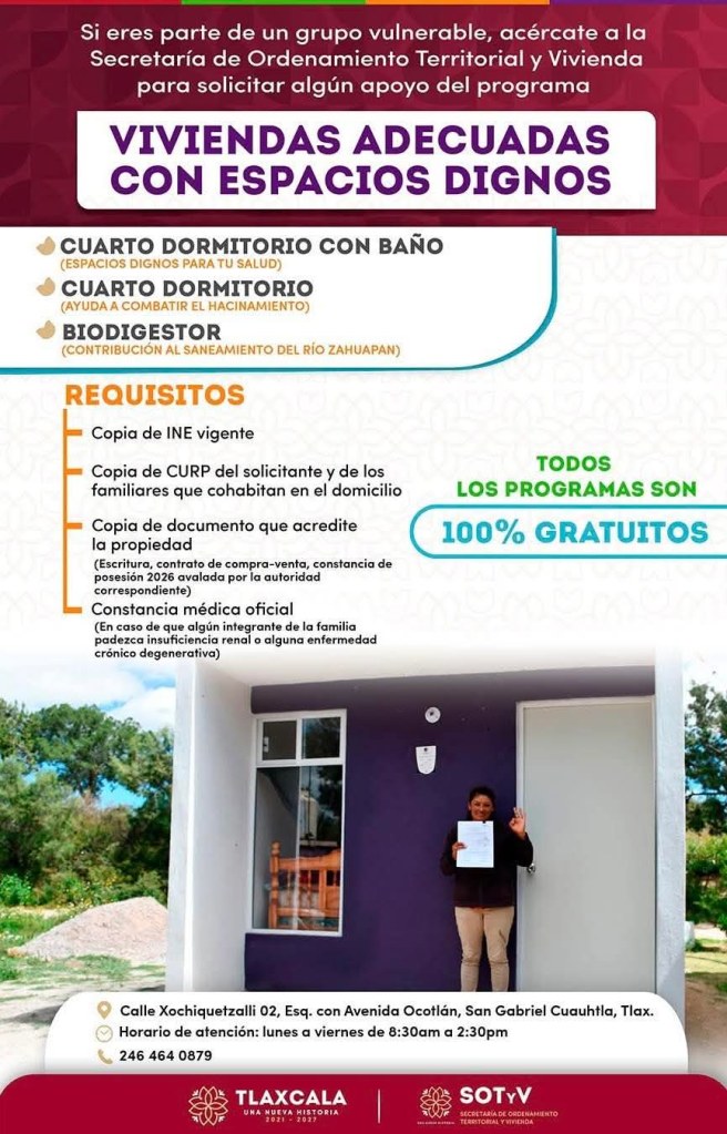GOBIERNO DE TEQUEXQUITLA INVITA A INSCRIBIRSE AL PROGRAMA VIVIENDAS ADECUADAS CON ESPACIOS&nbsp;DIGNOS
