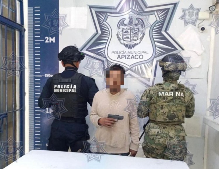 DETIENE POLICÍA DE APIZACO A MASCULINO CON ARMA DE&nbsp;FUEGO.