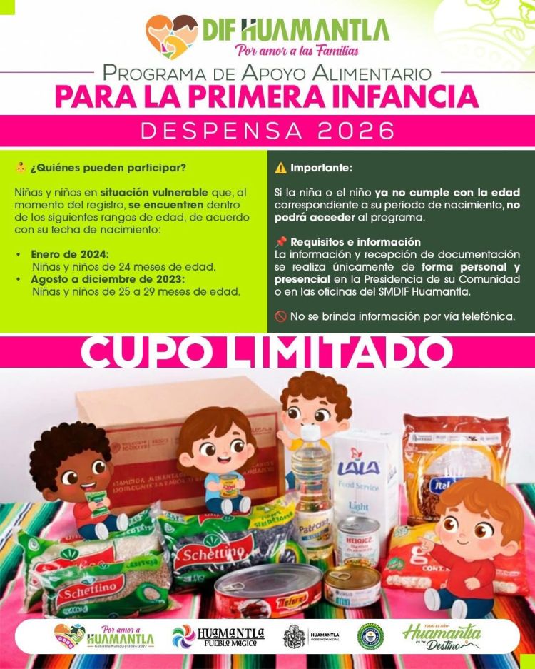 SMDIF HUAMANTLA MANTIENE ABIERTA ORIENTACIÓN PARA INTEGRARSE AL PROGRAMA DE APOYO ALIMENTARIO PARA LA PRIMERA INFANCIA&nbsp;2026