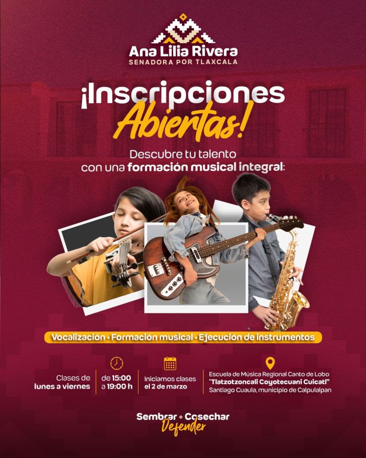 REITERA ANA LILIA RIVERA INVITACIÓN PARA INSCRIBIRSE A LA ESCUELA DE MÚSICA REGIONAL «CANTO DE&nbsp;LOBO»