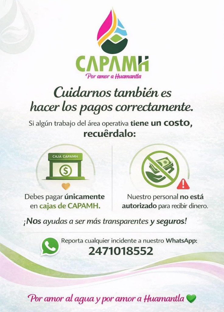 💧💦🚰 EN #CAPAMH TRABAJAMOS PARA BRINDARTE UN SERVICIO TRANSPARENTE Y&nbsp;SEGURO🚰💧💦