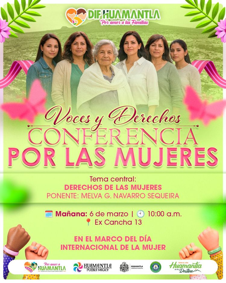 DIF HUAMANTLA INVITA A LA CONFERENCIA “VOCES Y DERECHOS POR LAS&nbsp;MUJERES”