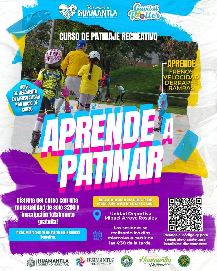 INICIARÁ CURSO DE PATINAJE RECREATIVO EN&nbsp;HUAMANTLA