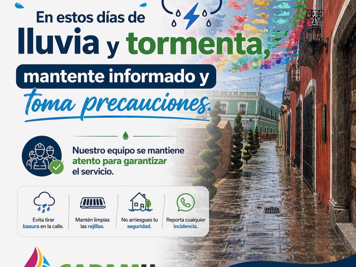 CAPAMH EXHORTA A PREVENIRSE ANTE LLUVIAS Y&nbsp;TORMENTAS