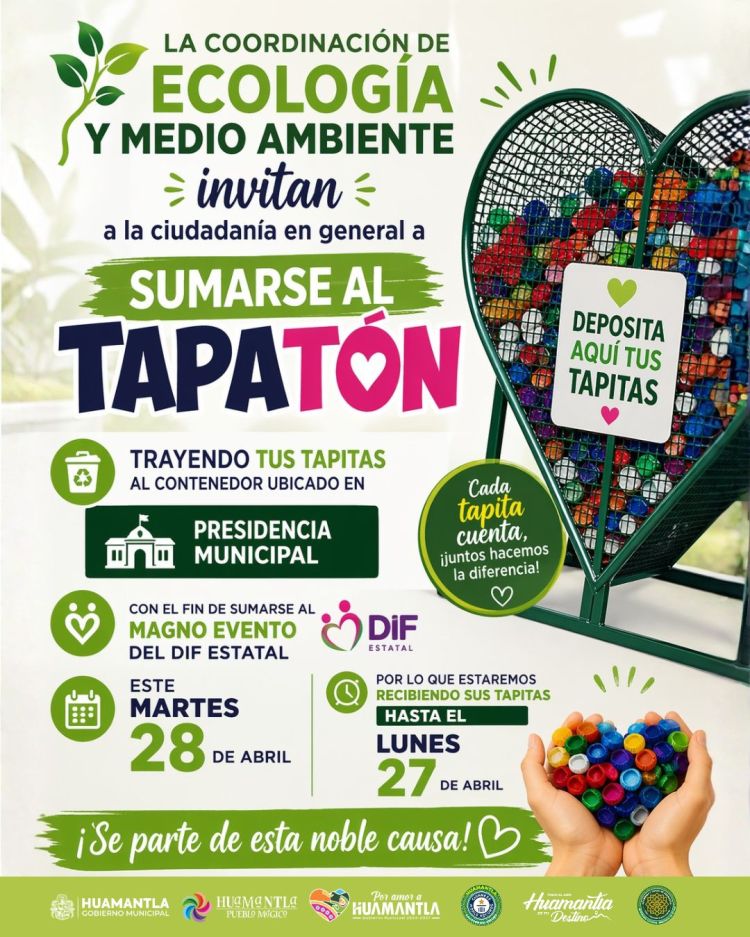 HUAMANTLA SE SUMA AL “TAPATÓN TLAXCALA 2026” CON CAMPAÑA DE RECOLECCIÓN DE&nbsp;TAPITAS