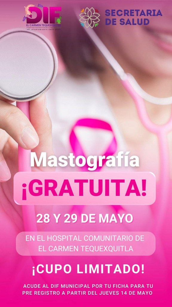 DIF TEQUEXQUITLA CONVOCA A MASTOGRAFÍA&nbsp;GRATUITA