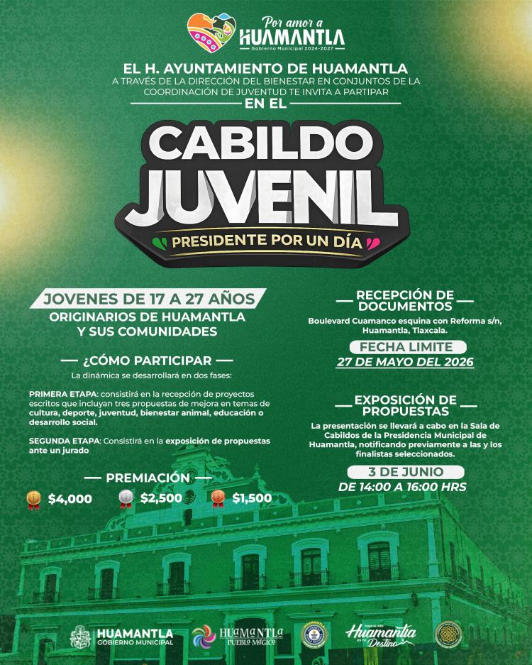 GOBIERNO MUNICIPAL DE #HUAMANTLA LANZA “PRESIDENTE POR UN DÍA”, EJERCICIO QUE LLEVARÁ PROPUESTAS JUVENILES AL&nbsp;CABILDO