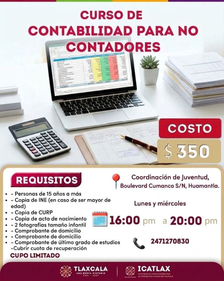 HUAMANTLA IMPULSA CAPACITACIÓN CON EL CURSO «CONTABILIDAD PARA NO&nbsp;CONTADORES»