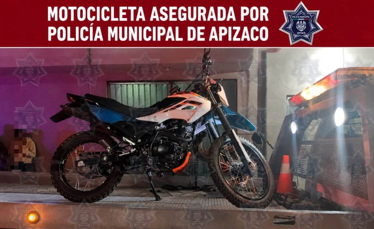 RECUPERA POLICÍA DE APIZACO MOTOCICLETA ROBADA EN ESTADO DE&nbsp;MÉXICO