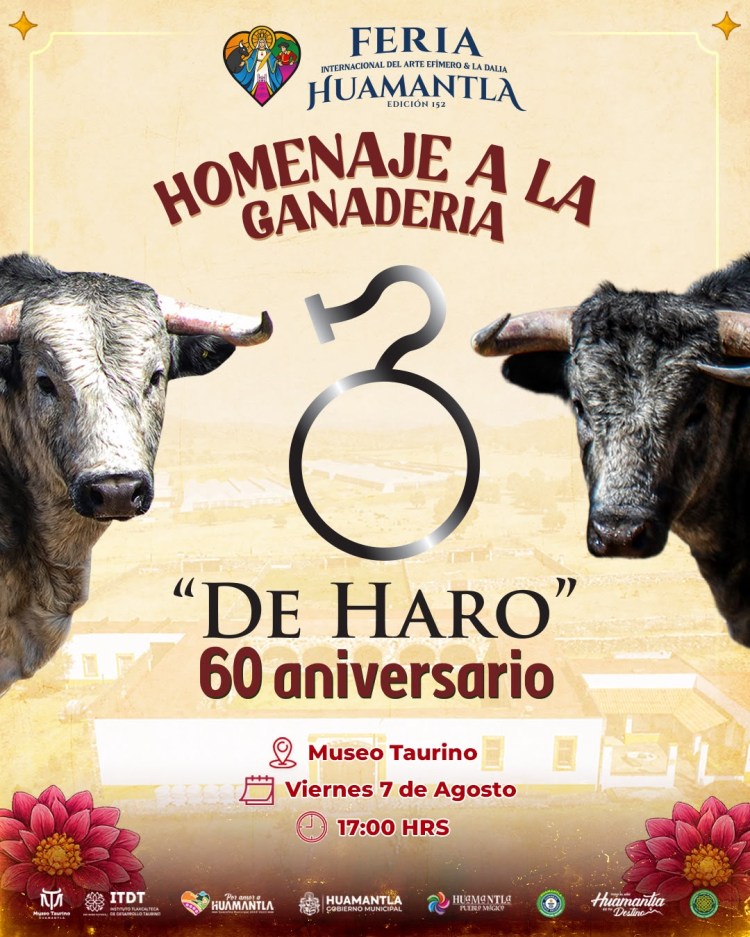 HUAMANTLA RENDIRÁ HOMENAJE A LA GANADERÍA «DE HARO» POR 60 AÑOS DE HISTORIA Y&nbsp;TRADICION