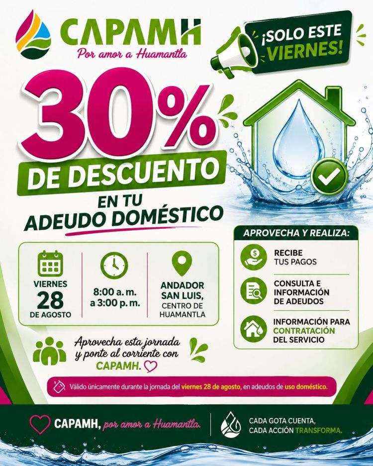 💧💚 ¡ESTE VIERNES PONTE AL CORRIENTE CON&nbsp;CAPAMH!