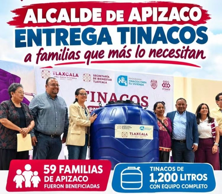 🚰 APOYOS QUE LLEGAN A QUIENES MÁS LO NECESITAN: #APIZACO ENTREGA TINACOS A 59&nbsp;FAMILIAS