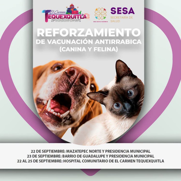 PROTEGE A TUS MASCOTAS CONTRA LA RABIA EN&nbsp;TEQUEXQUITLA
