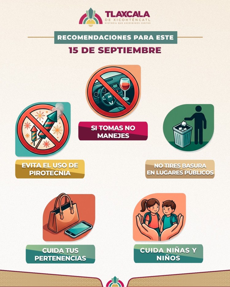 AYUNTAMIENTO DE TLAXCALA LLAMA A CELEBRAR LAS FIESTAS PATRIAS CON&nbsp;RESPONSABILIDAD