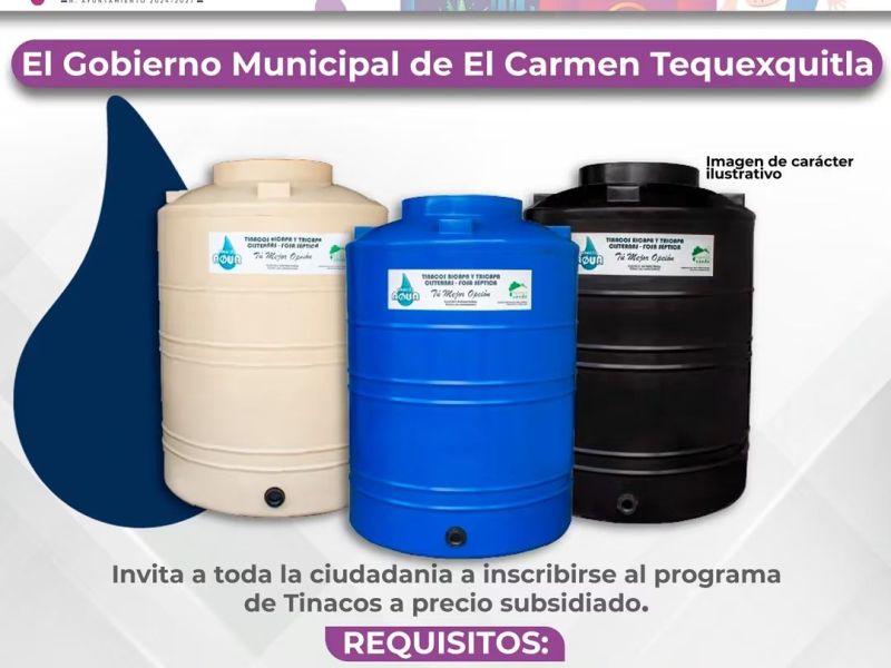 TEQUEXQUITLA ¡APROVECHA ESTE PROGRAMA DE TINACOS A PRECIO&nbsp;SUBSIDIADO!