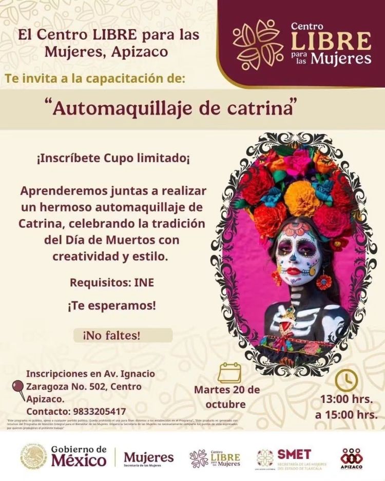 APIZACO CELEBRA EL DIA DE MUERTOS CON CREATIVIDAD Y ESTILO APRENDIENDO&nbsp; AUTOMAQUILLAJE DE&nbsp;CATRINA