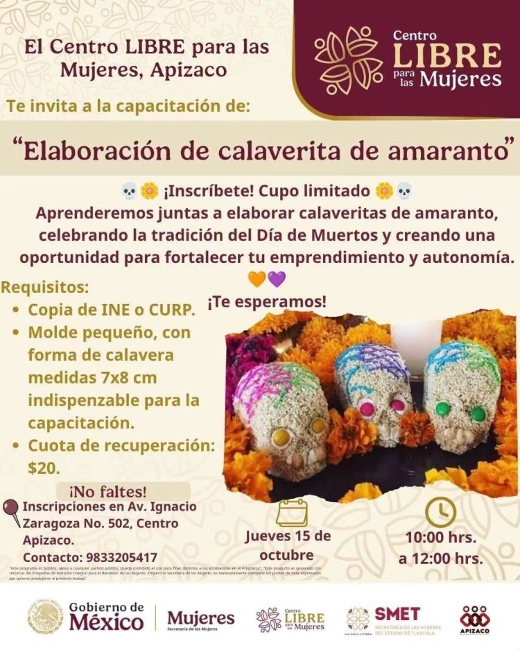 APIZACO CELEBRA EL DIA DE MUERTOS ELABORANDO CALAVERITAS DE&nbsp;AMARANTO