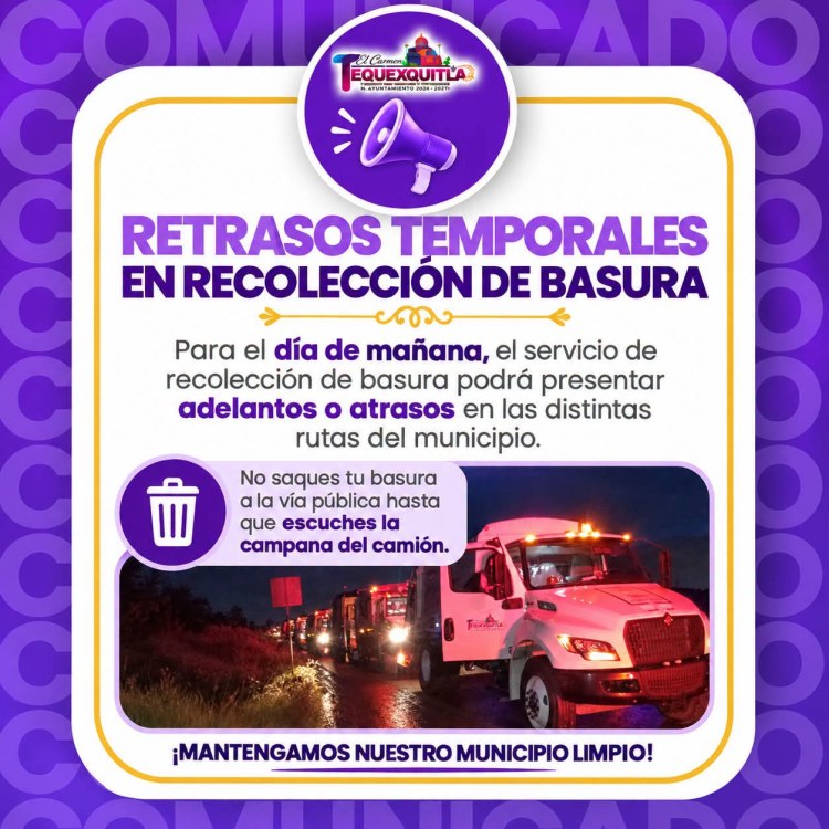🚛⚠️ TEQUEXQUITLA COMUNICADO IMPORTANTE | RECOLECCIÓN DE&nbsp;BASURA