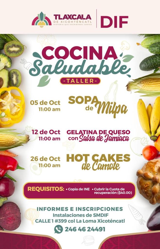 LANZA AYUNTAMIENTO DE TLAXCALA CONVOCATORIA PARA PARTICIPAR EN EL TALLER DE “COCINA&nbsp;SALUDABLE”