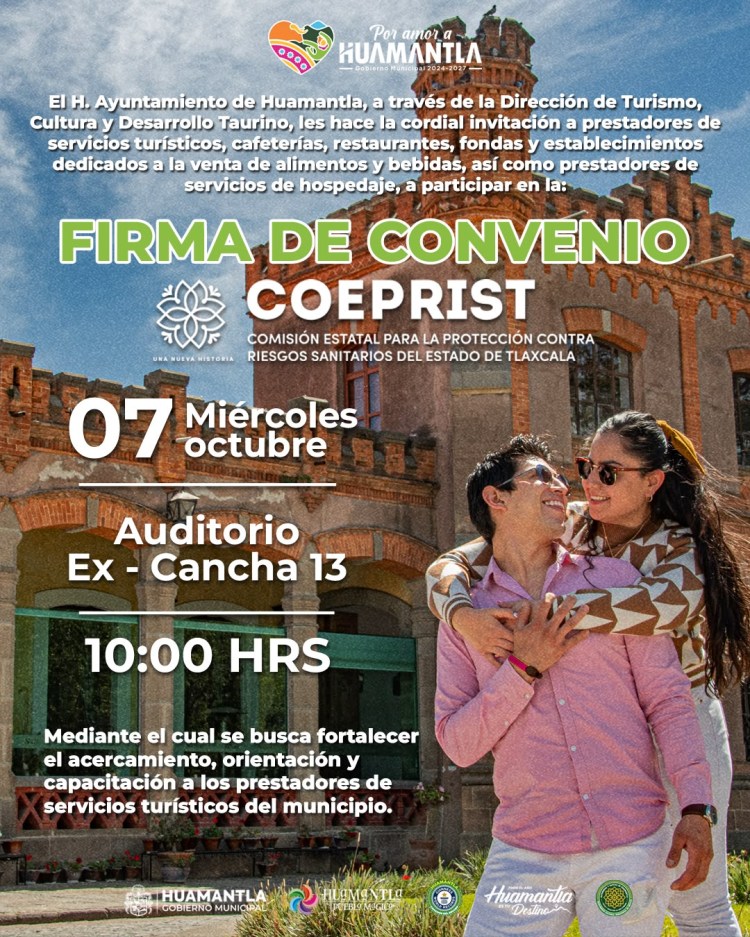 HUAMANTLA Y COEPRIST FORTALECERÁN LA ORIENTACIÓN Y CAPACITACIÓN PARA PRESTADORES DE SERVICIOS&nbsp;TURÍSTICOS
