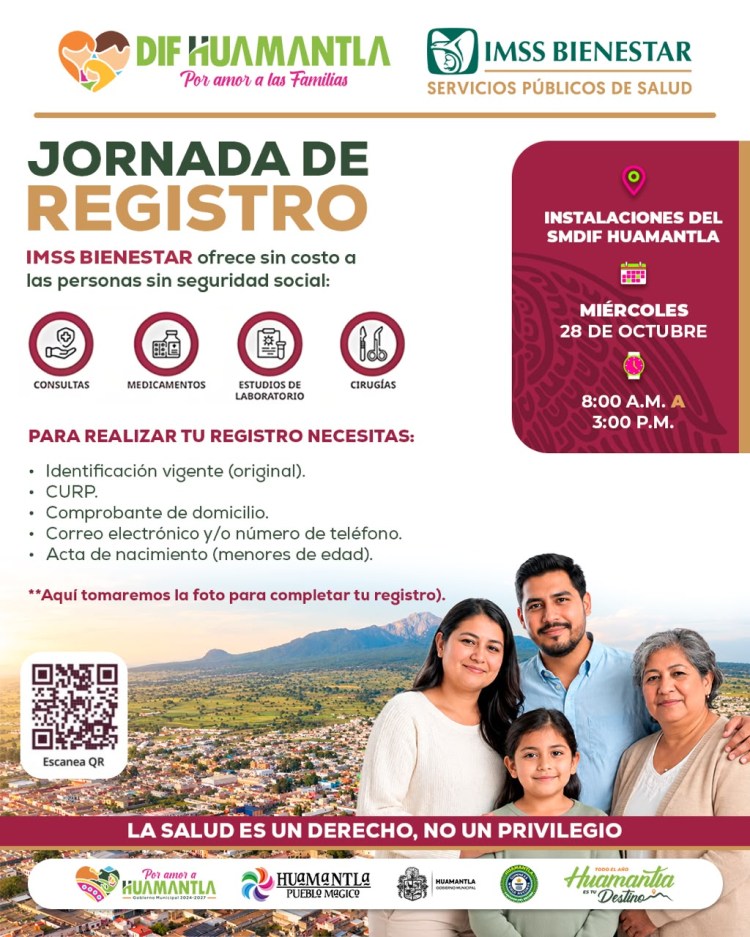 SMDIF HUAMANTLA INVITA A JORNADA GRATUITA DE REGISTRO AL IMSS&nbsp;BIENESTAR